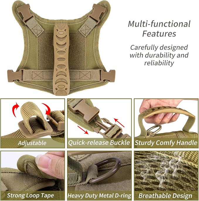 IronSeals Tactical Nylon Adjustable Dog Vest Harness Comfy Mesh Padding Puppy - Image 5
