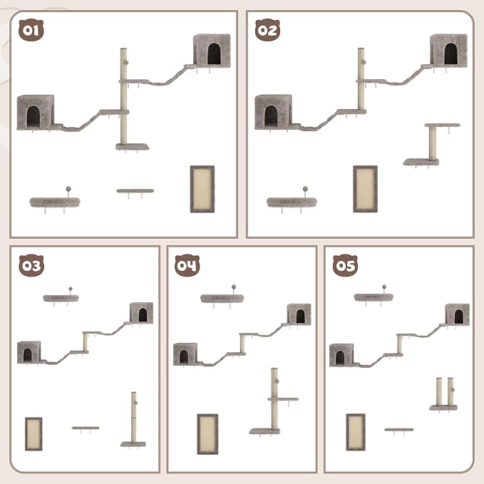 COZIWOW 8-in-1 Cat Wall Furniture Set – Wall Mounted Cat Climbing Wall Shelves - Image 6