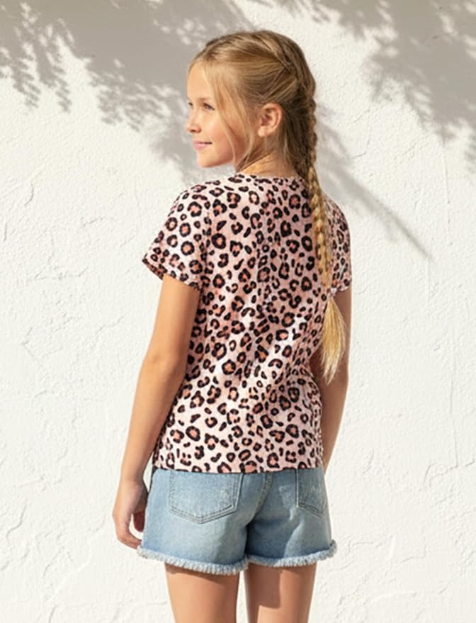 PATPAT Girls Crewneck Short Sleeve Graphic Tees Animal Print Shirts Cute Summer - Image 3