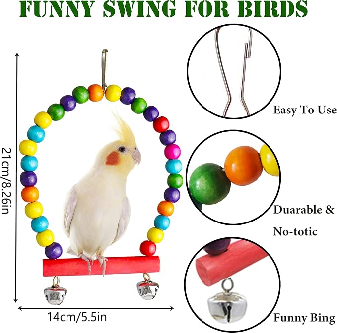 Bird Parakeet Cockatiel Toys, ESRISE Parrots Cage Hammock Swing Climbing - Image 3
