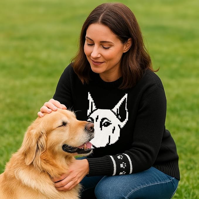 Custom Dog Knit Sweater for Women Personalized Pet Paw Print Pullover Dog Mom - Image 6