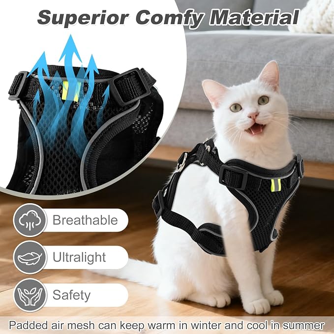 Kitten Cat Harness and Leash Set, Escape Proof Soft 4-Adjustable Cat Walking - Image 5