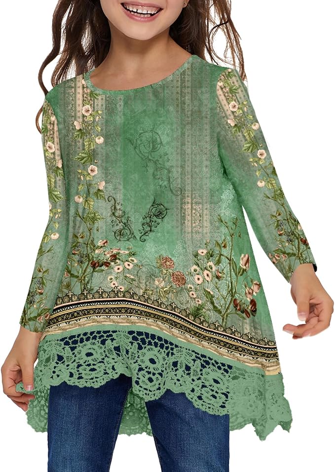 storeofbaby Girls Casual Tunic Tops Short Sleeve Loose Soft Blouse T-Shirt - Image 2