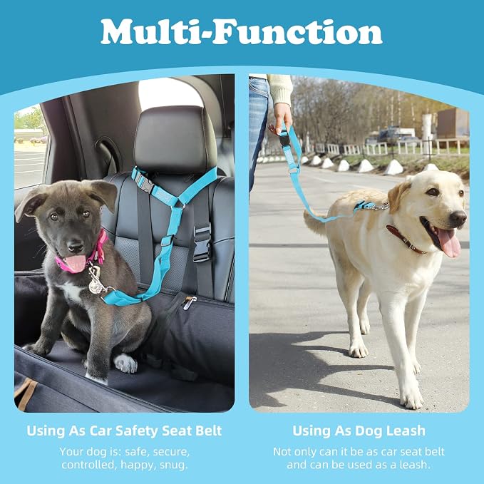BWOGUE 2 Packs Dog Cat Safety Seat Belt Strap Car Headrest Restraint Adjustable - Image 6