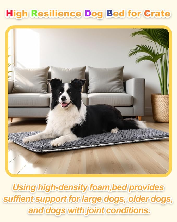 XL Dog Bed for Crate High Resilience Foam Crate Pad Mat for Large Dogs Washable - Image 6