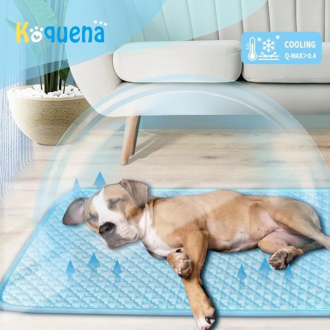 Dog Cooling Mat Blue, Washable Comfortable Pet Cooling Pad - Image 2