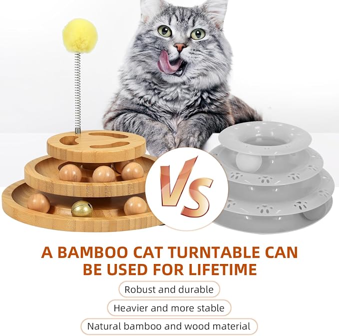 Cat Ball Track Toy with Puzzle Top, 3-Level Tower with 9 Removable Balls - Image 6