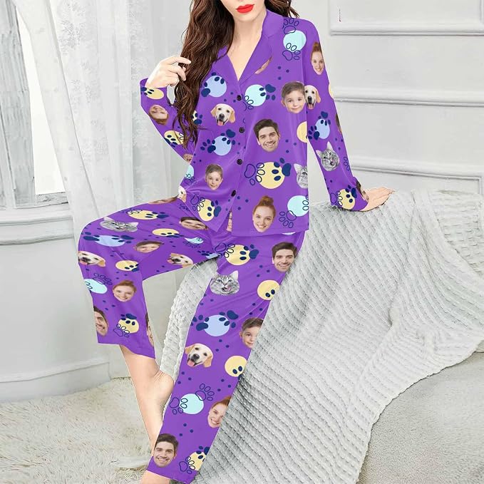Artsadd Custom Pajamas for Women Men Family, Personalized Face Pjs Pajama Pants - Image 3