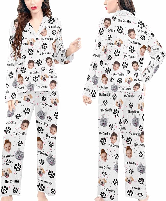 Artsadd Custom Pajamas for Women Men Family, Personalized Face Pjs Pajama Pants - Image 4