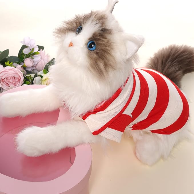 Dog Shirt Polo Shirt Striped Collar Puppy Clothes Summer Button Up Pet Clothes - Image 5