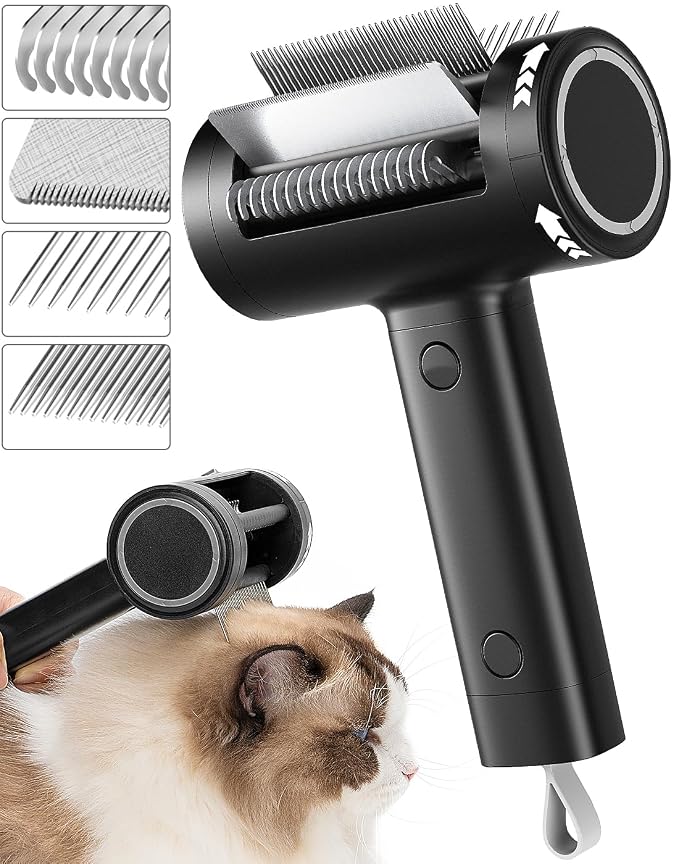 4-in-1 Cat Brush for Shedding, Undercoat Dog Grooming Rake for Deshedding by Wowoofpet