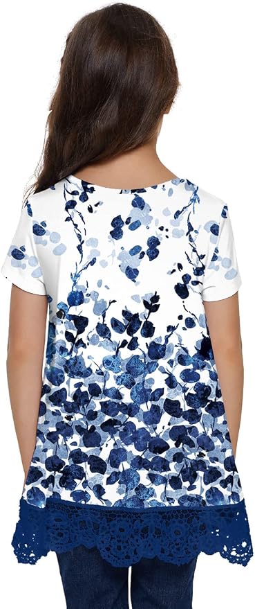storeofbaby Girls Casual Tunic Tops Short Sleeve Loose Soft Blouse T-Shirt - Image 5