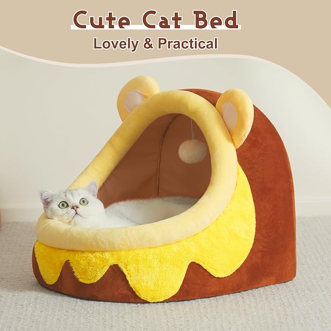 Jiupety Cute Cat Bed for Indoor, Cats Warm Soft Cave Fit for 11-17 lb Cats and - Image 5