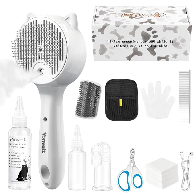 10in1 Pet Mist Spray Brush for Cat & Dog, Hair Health & Grooming Set by Unknown