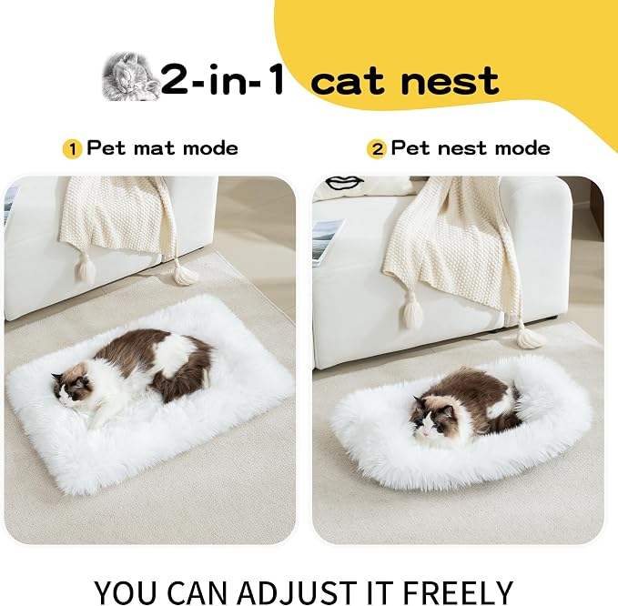 Dog Cat Bed Mat 19.6x31.4 inch, Washable Soft Plush Faux Fur Fluffy Puppy Pad - Image 2