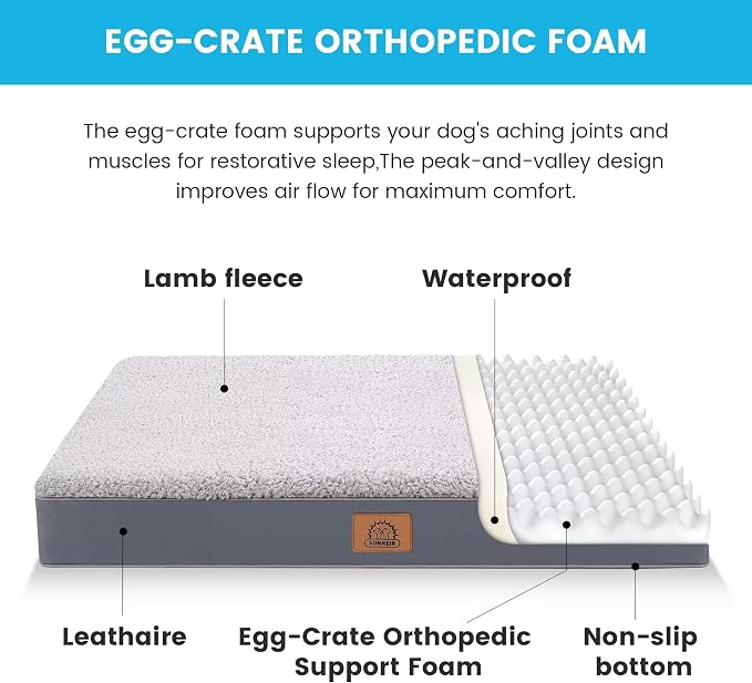 Sunheir Orthopedic Dog Bed for Large Dogs and Extra Large Dogs, XL Waterproof - Image 2