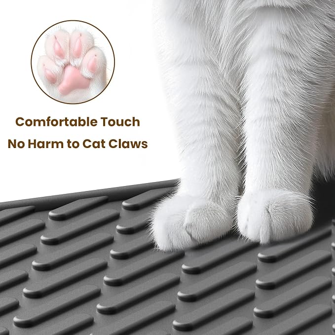 Cat Litter Mat with Grooves & Raised Edge, Urineproof/Waterproof, Litter - Image 5