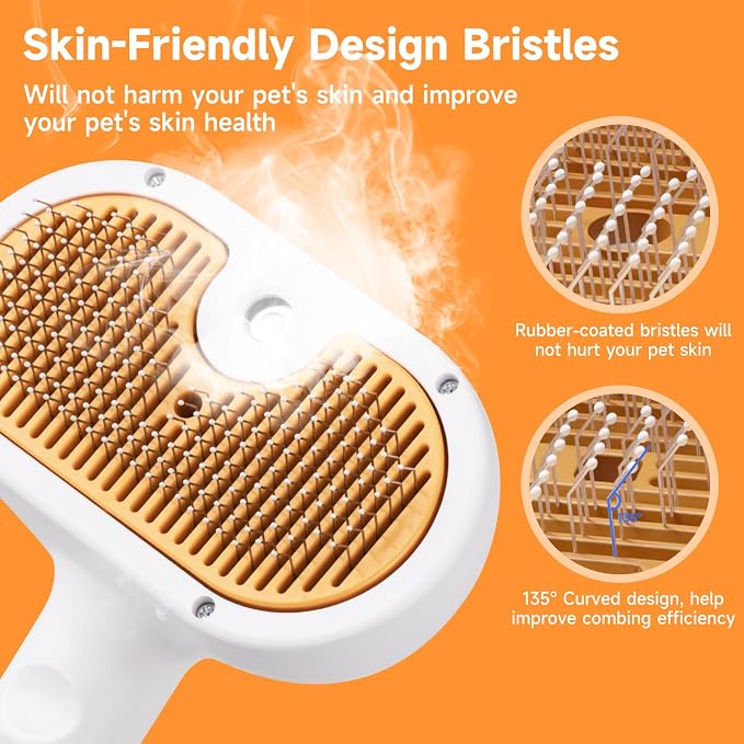 Pet Steam Brush for Dog & Cat–3-in-1 Spray Hair Removal Comb–Steam Brush for - Image 5