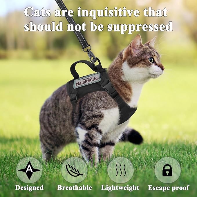 Tactical Cat Harness for Walking Escape Proof, Soft Mesh Adjustable Pet Vest - Image 5