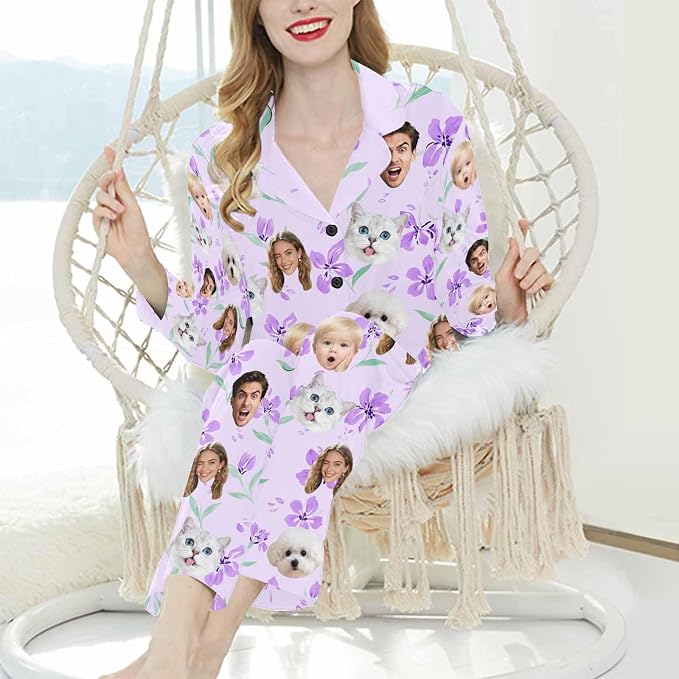 Artsadd Custom Pajamas for Women Men Family, Personalized Face Pjs Pajama Pants - Image 3