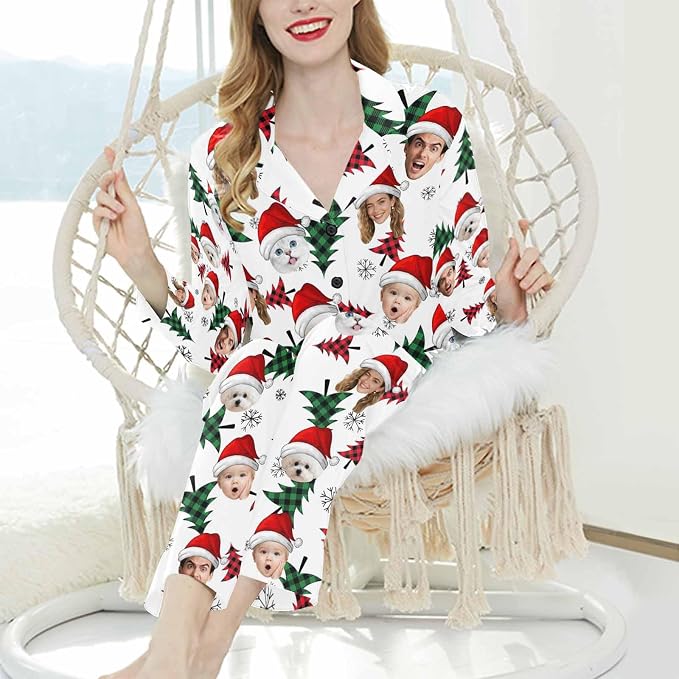 Artsadd Custom Pajamas for Women Men Family, Personalized Face Pjs Pajama Pants - Image 4