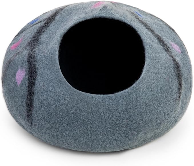 Woolygon Premium Felt Cat Cave Bed – Wool Kitty Beds Handcrafted Kitten Caves - Image 2