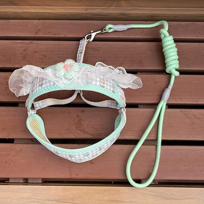 Cat Harness Collar and Leash Set, Sweet Lace Floral Kitten Collar, Escape Proof - Image 5