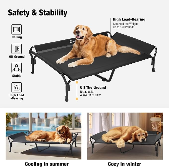Veehoo Cooling Elevated Dog Bed, XL Raised Pet Cot - Image 6