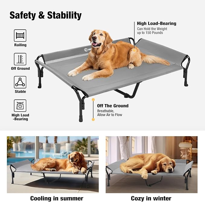 Veehoo Cooling Elevated Dog Bed, XL Raised Pet Cot - Image 6