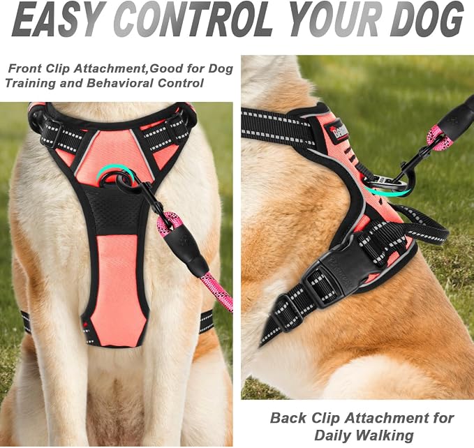 BARKBAY No Pull Dog Harness Front Clip Heavy Duty Reflective Easy Control Handle - Image 2