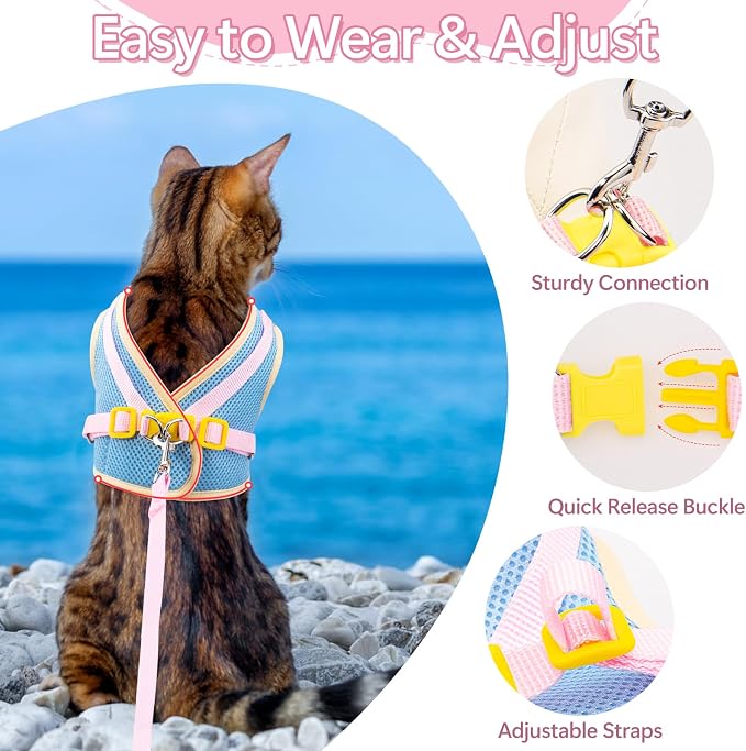Cat Harness and Leash Set Escape Proof, Adjustable Cat Vest Harnesses Soft - Image 6
