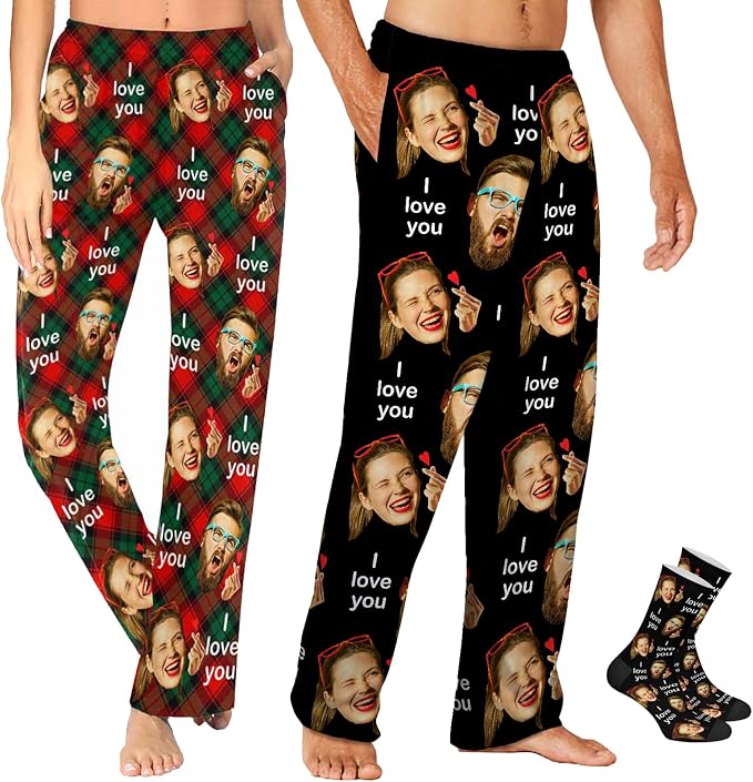 MyPupSocks Custom Pajama Pants for Pet Lover, Personalized Photo Face Printed by MyPupSocks
