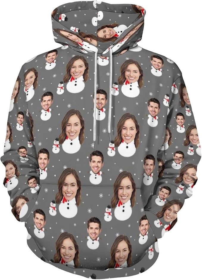 Artsadd Custom Face Unisex athletic Pockets Sweatshirt Loose Hoodie Custom by Artsadd