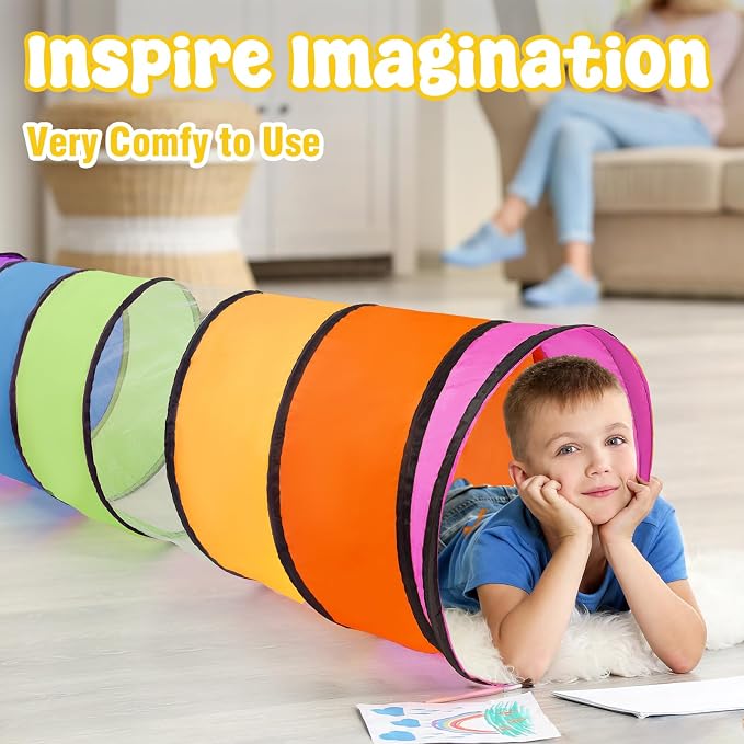 Kids Play Tunnel for Toddlers, Pop Up Crawl Through Tunnel Play Tent for Baby - Image 5