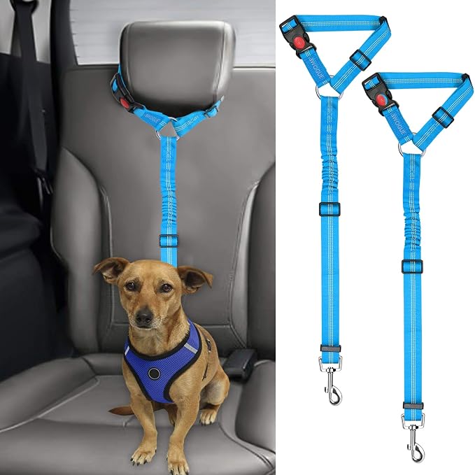 BWOGUE 2 Packs Dog Cat Safety Seat Belt Strap Car Headrest Restraint Adjustable by BWOGUEPetHome