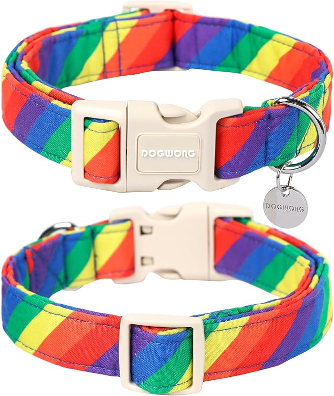 DOGWONG Rainbow Dog Collar, Soft Natural Fabric, Cute LGBTQ Puppy Necklace - Image 2