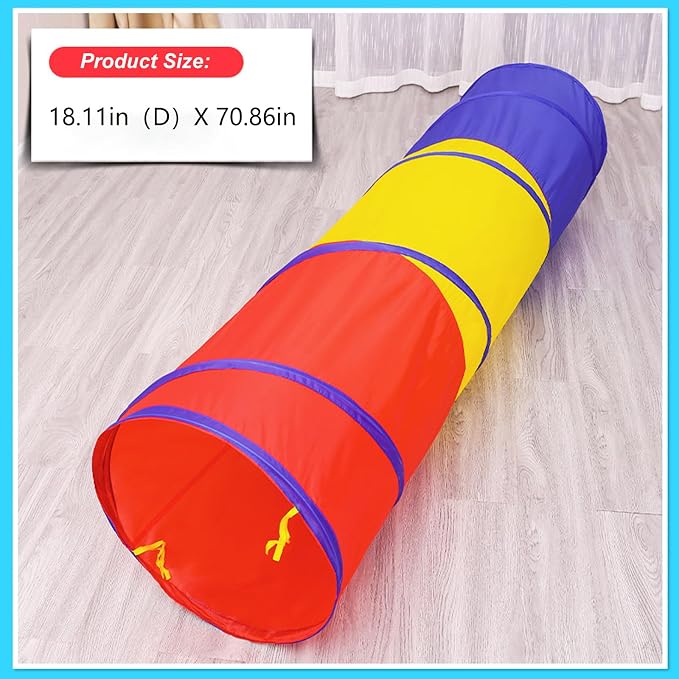Kids Play Tunnel Tent for Toddlers, Colorful Pop Up Crawl Tunnel Toy Tent for - Image 2