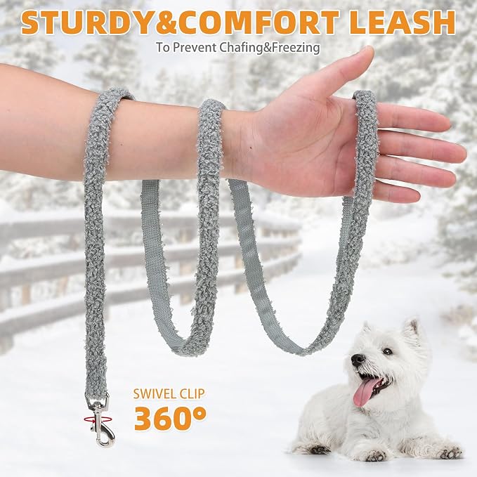 KOOLTAIL Plush Small Dog Harness and Leash Set, Warm Fleece No Pull Puppy Vest - Image 5