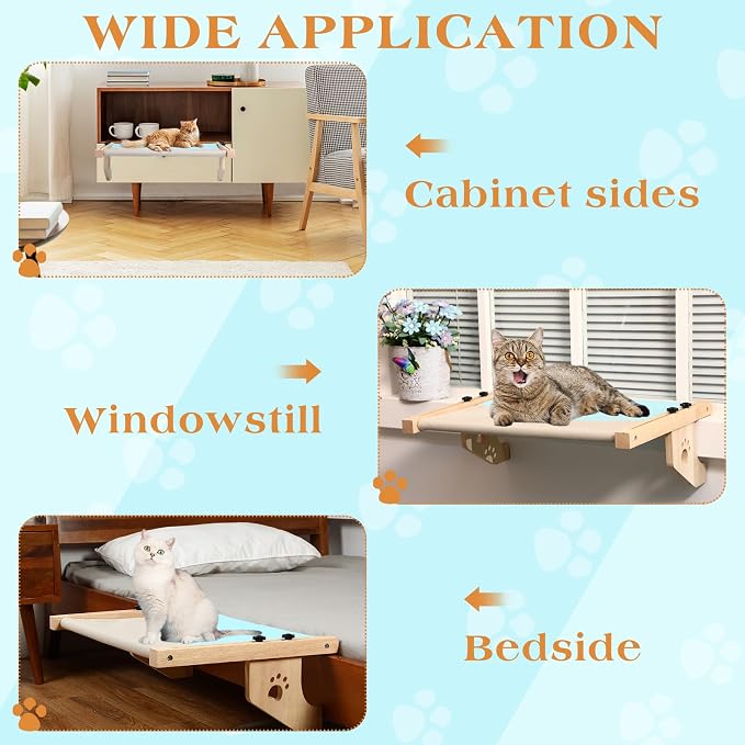 Suzile 2 Pack Cat Window Sill Perch Holds Up to 33 lbs Sturdy Cat Window Hammock - Image 7