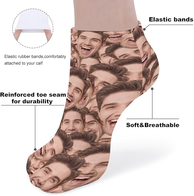 Personalized Ankle Socks with Face Custom Photo Socks Low Cut Ankle Socks - Image 4