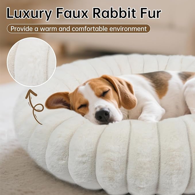 Warming Faux Rabbit Fur Pet Beds – Luxurious Donut Dog & Cat Bed, Anti-Anxiety - Image 3