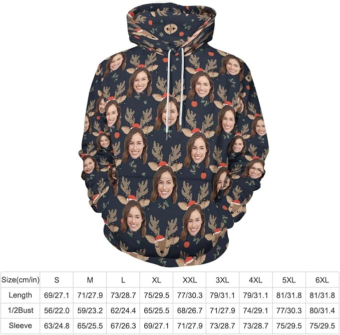 Artsadd Custom Face Unisex athletic Pockets Sweatshirt Loose Hoodie Custom - Image 3