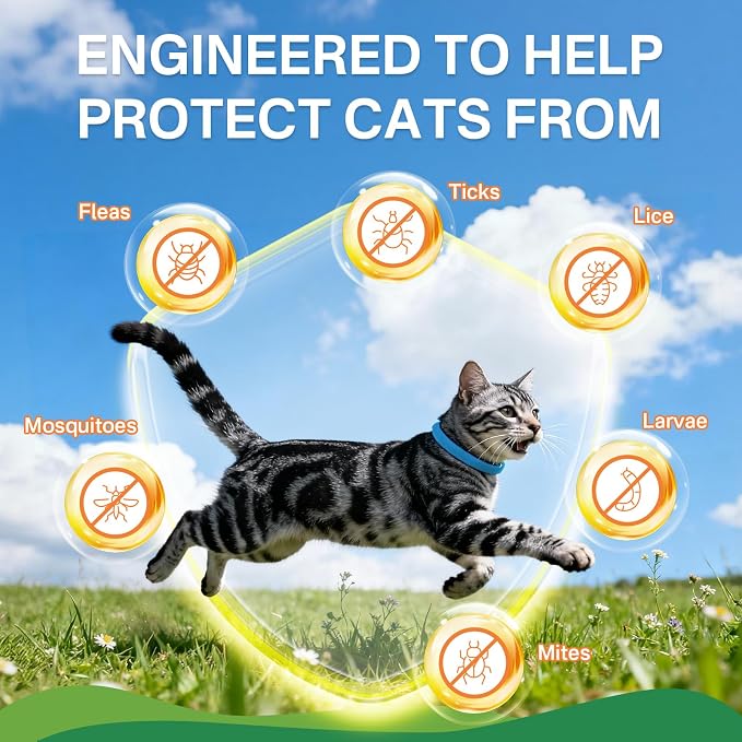 Flea Collar for Cats 4 Pack, Natural Cat Flea and Tick Prevention Collar - Image 2