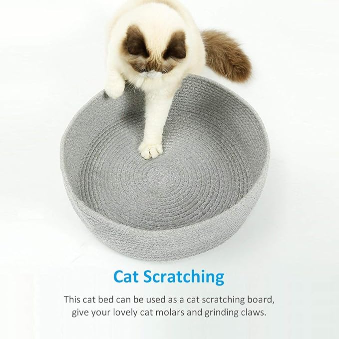 Cat Bed Basket Nest Round Cotton Rope Woven Warm Medium, Pet Sleeping Bed House - Image 5