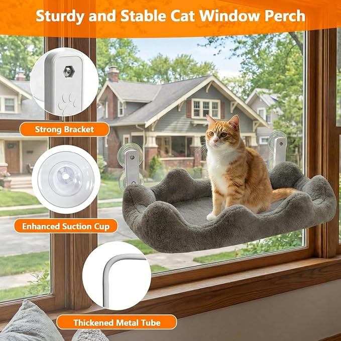 Homegroove Cat Window Perch, 24 x 12 Inch Foldable Cat Hammock - Image 5