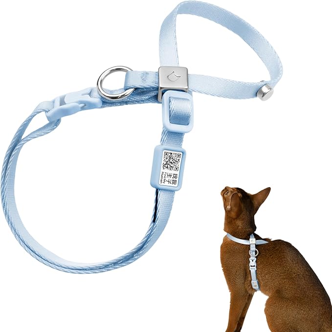 Escape Proof Cat Harness Anti-Choke Quick Release Adjustable QR Code Soft Nylon by BuddyArmor