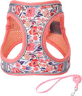 XS Peach Flower Pattern Dog Harness and Leash Set, No Escape Puppy Harnesses by Unknown
