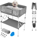 VEVOR Dog Bathtub, Elevated Dog Bath Tub, Collapsible Pet Bathing Grooming Wash Station, Portable Foldable Space-Saving, with Built-in Drain Hose for Small and Medium Pet Cat Indoor & Outdoor, Gray by VEVOR