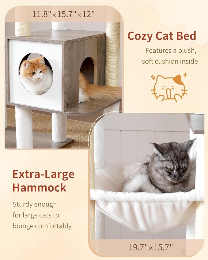 Heybly Cat Tree, 70.5 Inch Wood Tall Cat Tower - Image 9