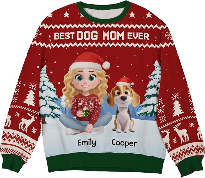 Wrappiness A Girl And Her Dog Christmas Sweatshirt by Wrappiness